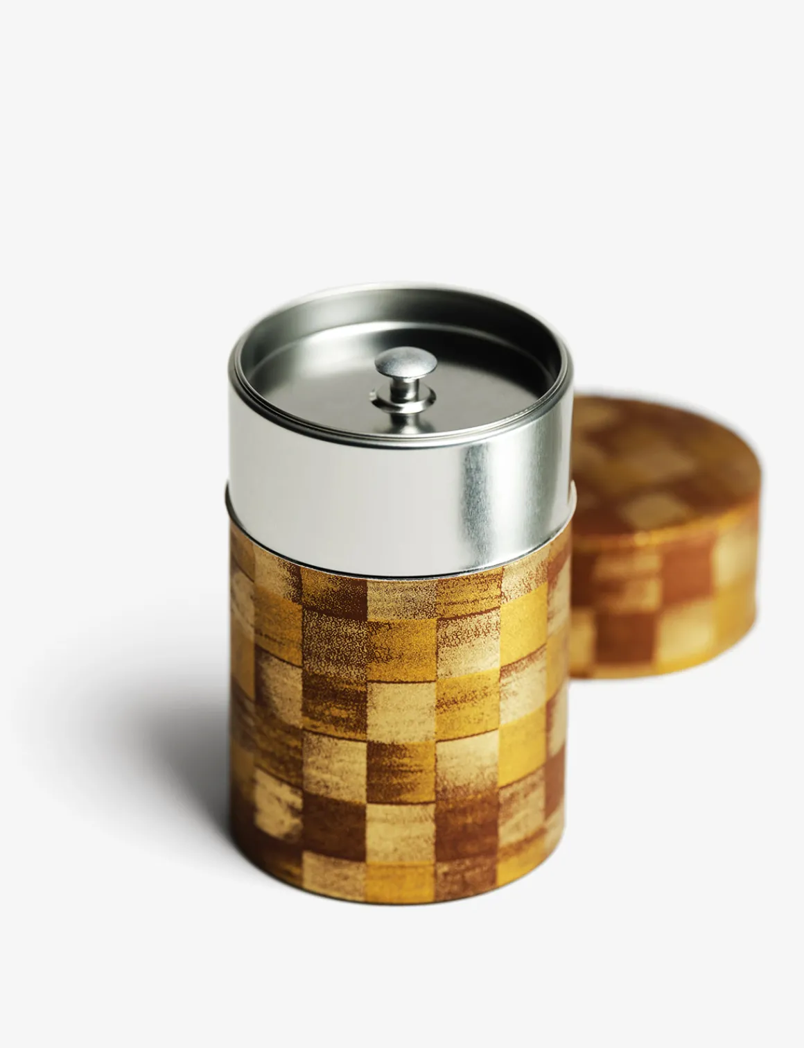 Shikaku - boîte à thé papier washi motif damier brun 100g<DAMMANN Frères Outlet