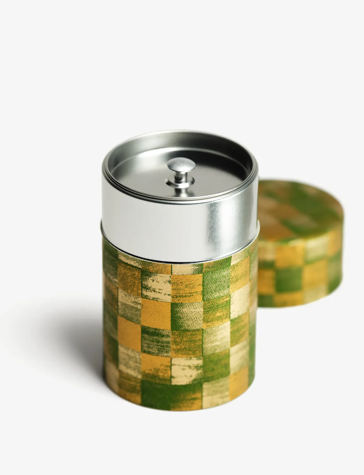 Shikaku - boîte à thé papier washi motif damier vert 100g<DAMMANN Frères Online